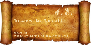 Antunovits Marcell névjegykártya